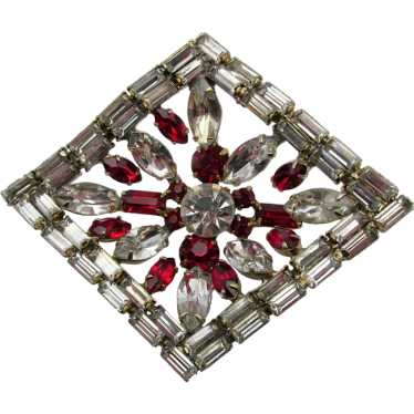 Large Crystal and Ruby Red Rhinestone Dimensional… - image 1