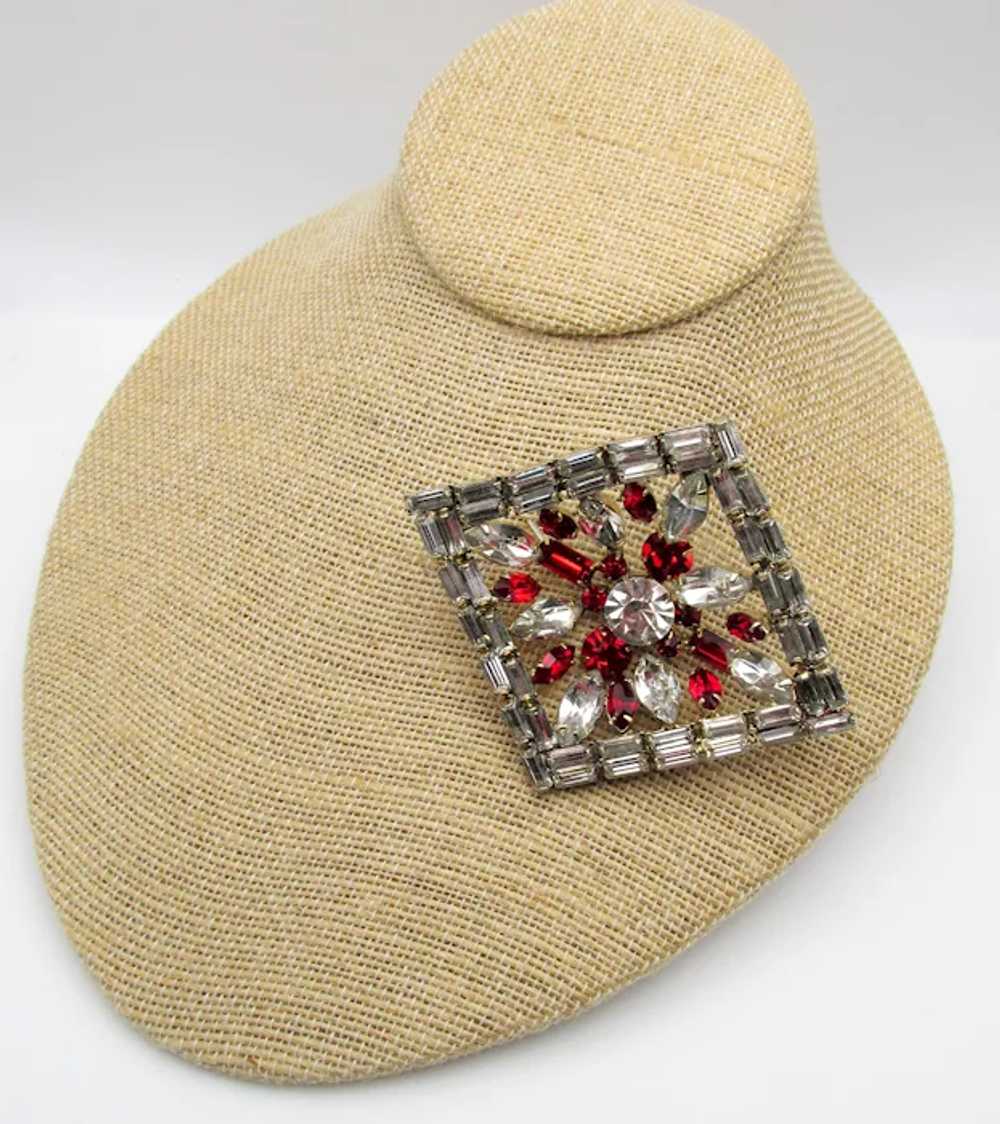 Large Crystal and Ruby Red Rhinestone Dimensional… - image 3