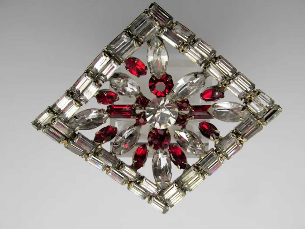 Large Crystal and Ruby Red Rhinestone Dimensional… - image 4