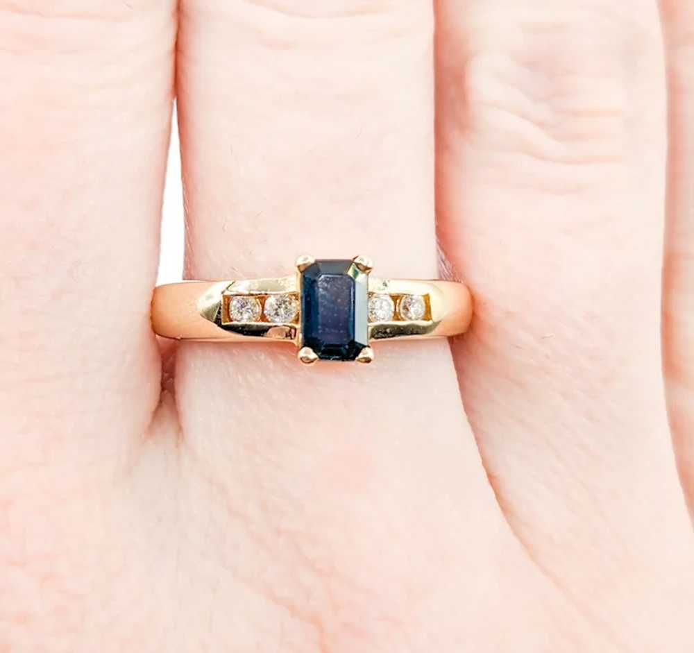 Vintage Sapphire & Channel Diamond Ring in Gold - image 10