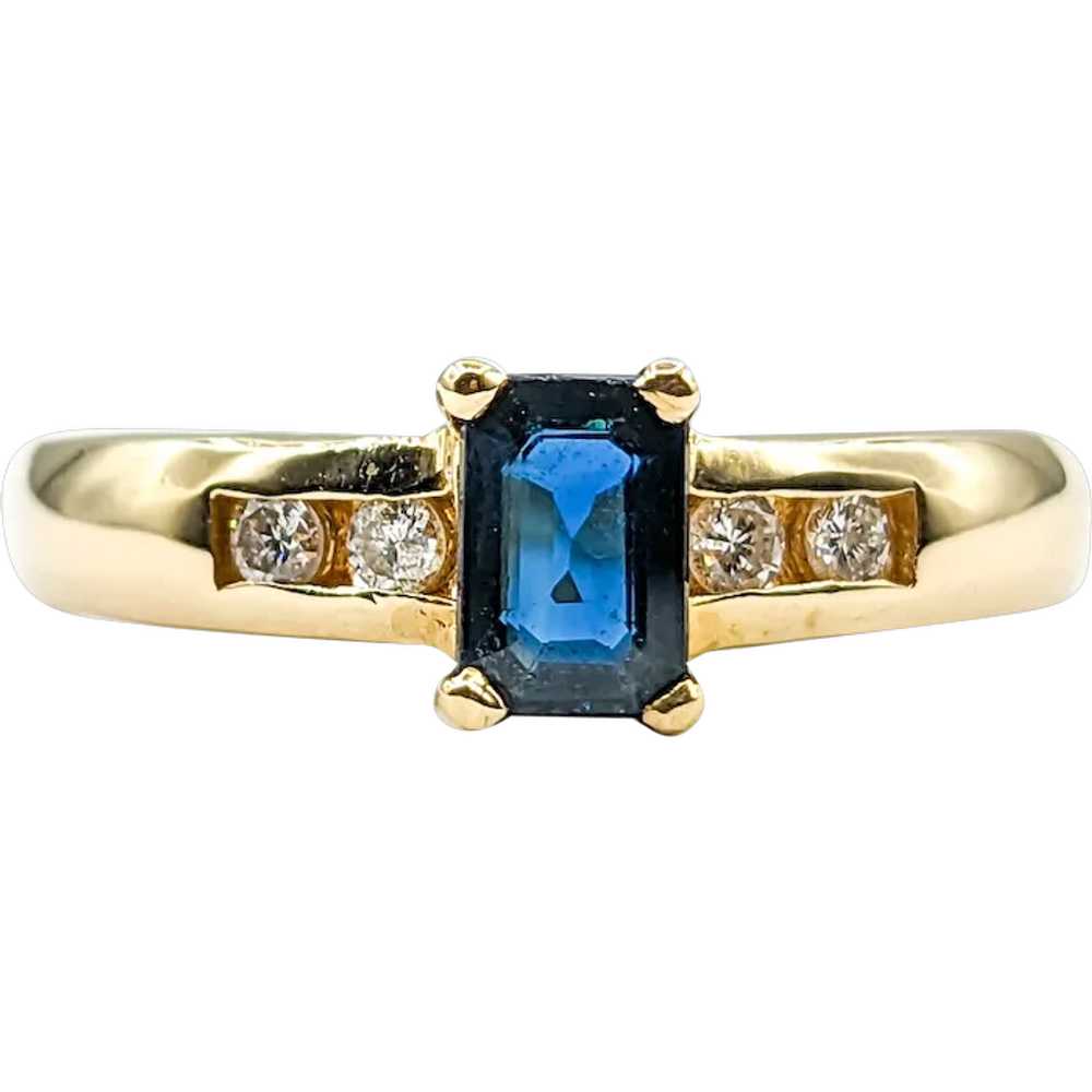 Vintage Sapphire & Channel Diamond Ring in Gold - image 1