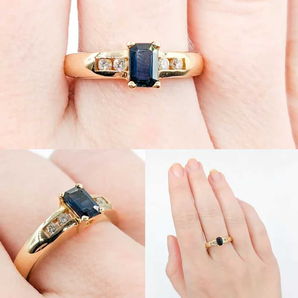 Vintage Sapphire & Channel Diamond Ring in Gold - image 2