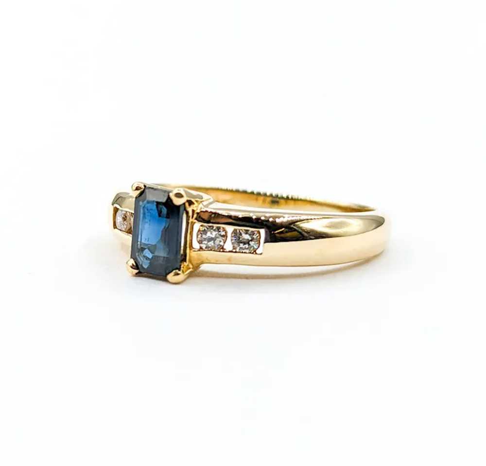 Vintage Sapphire & Channel Diamond Ring in Gold - image 3