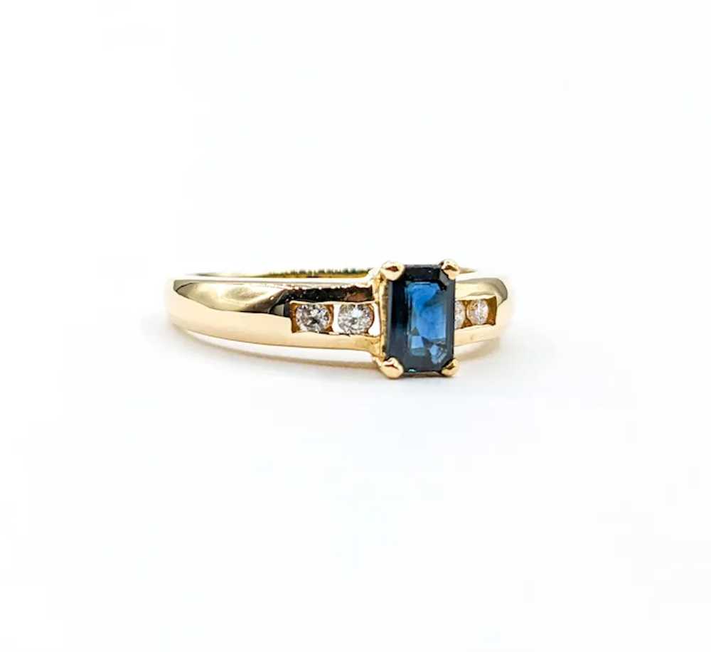 Vintage Sapphire & Channel Diamond Ring in Gold - image 4