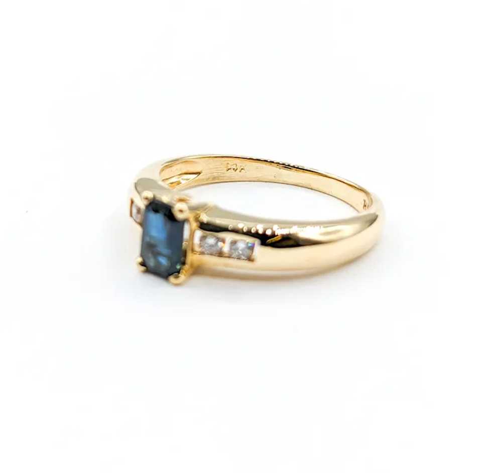 Vintage Sapphire & Channel Diamond Ring in Gold - image 6