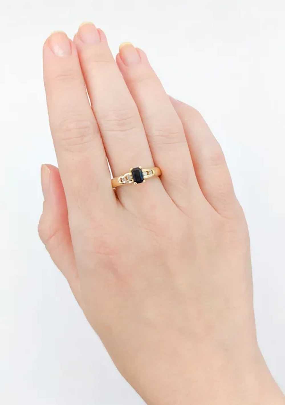 Vintage Sapphire & Channel Diamond Ring in Gold - image 8