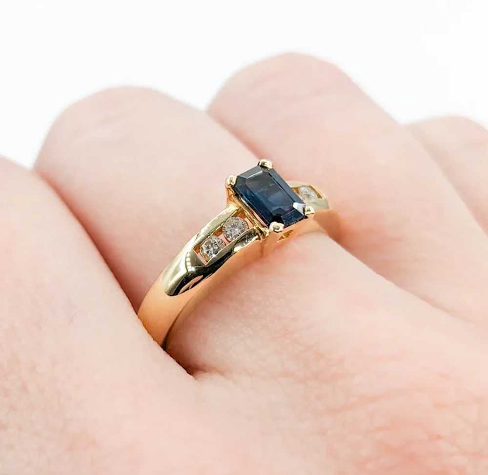 Vintage Sapphire & Channel Diamond Ring in Gold - image 9