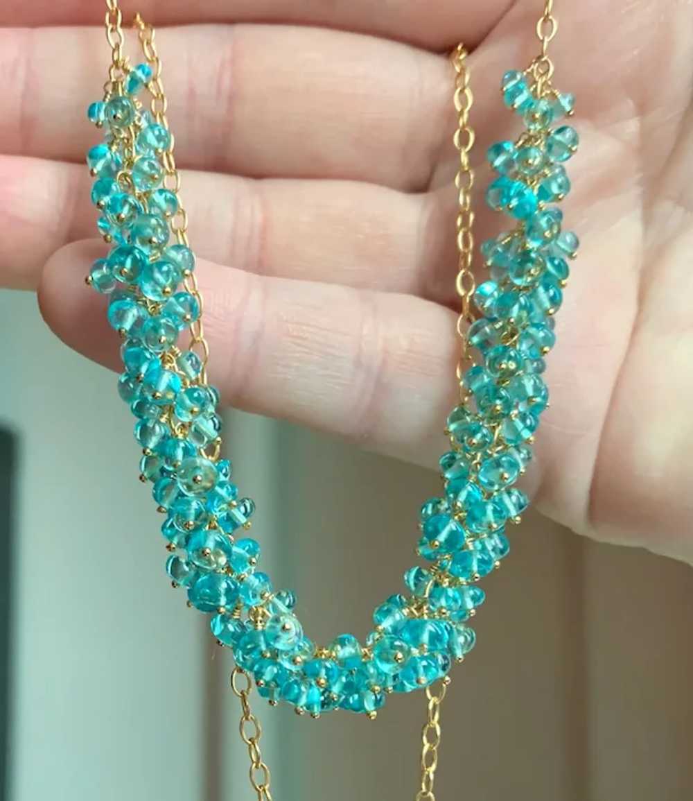 Neon Blue Apatite Gemstone Cluster Necklace | One… - image 7