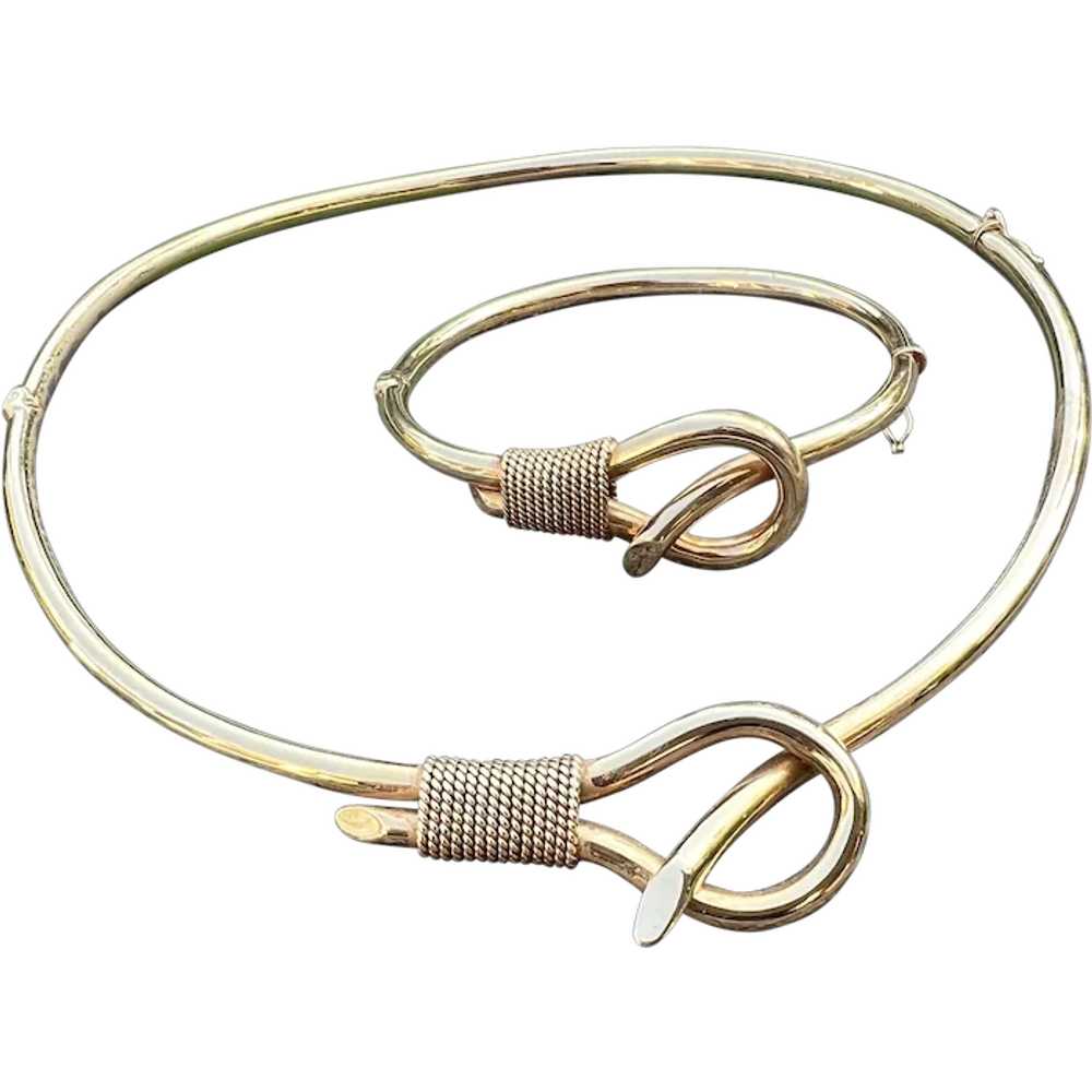 18K Yellow Gold Omega Hook and Eye Choker and Ban… - image 1