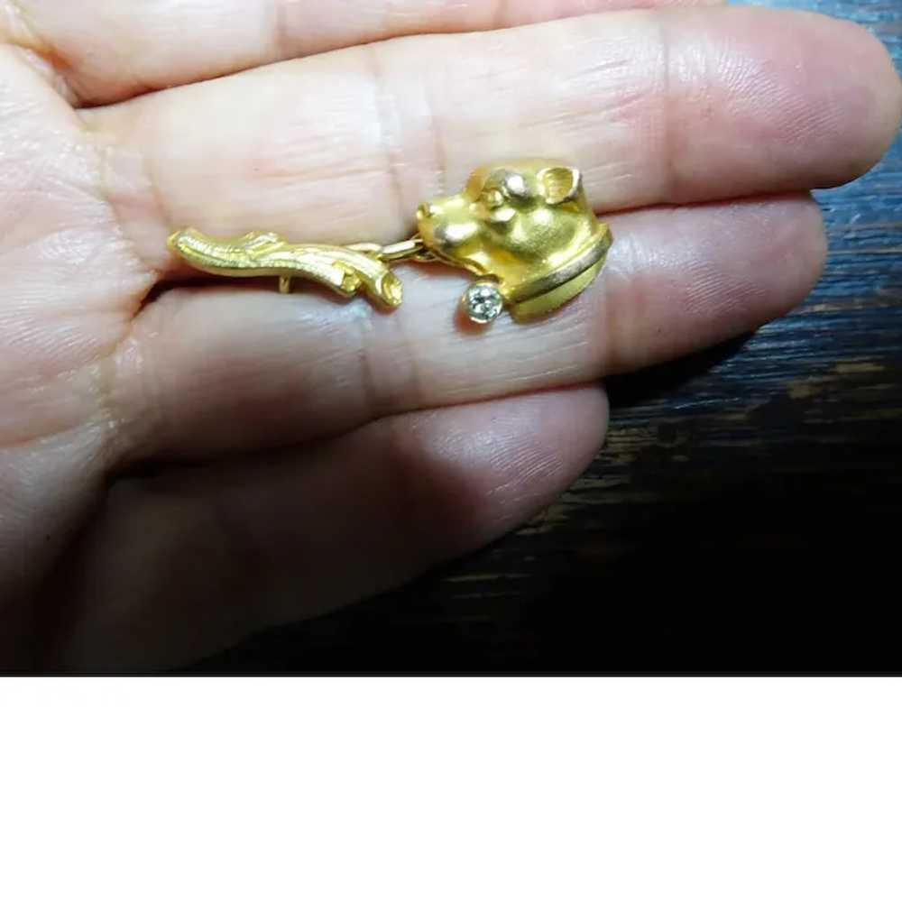 Vintage Dog Cufflinks 18k Gold Diamonds Gentleman… - image 5