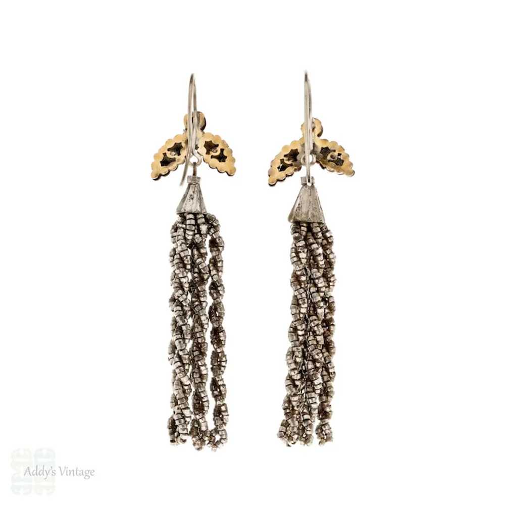 Georgian Cut Steel Tassel Earrings, Antique Long … - image 4