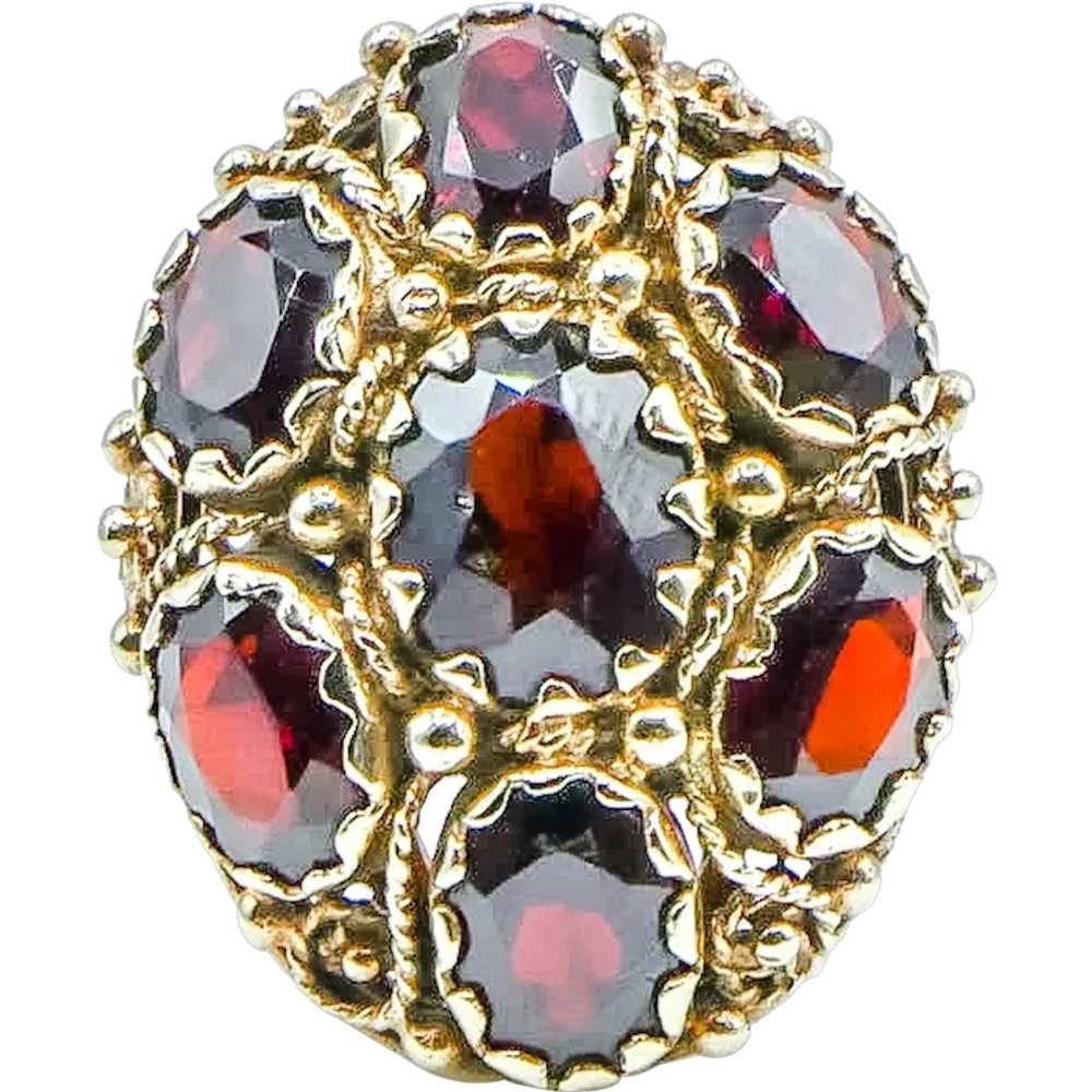 Vintage 14K Gold Garnet Dome Statement Ring - image 1