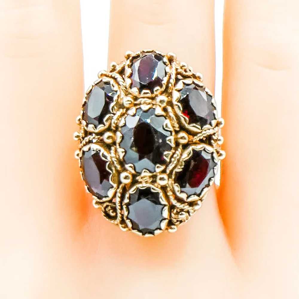 Vintage 14K Gold Garnet Dome Statement Ring - image 2