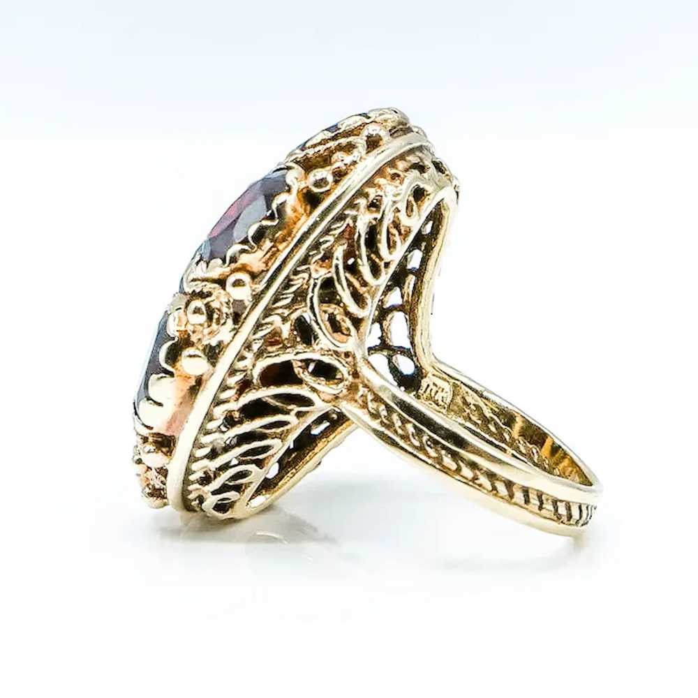 Vintage 14K Gold Garnet Dome Statement Ring - image 3