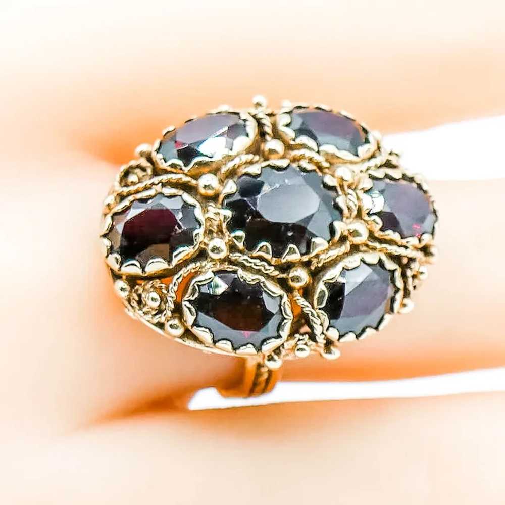 Vintage 14K Gold Garnet Dome Statement Ring - image 4