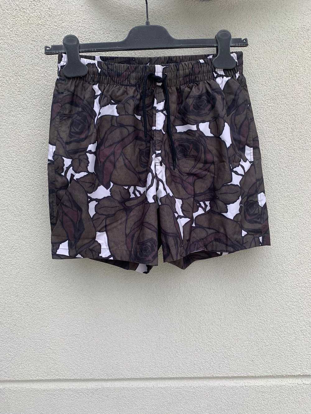 Dries Van Noten Floral Swim Shorts in Brown & Whi… - image 1