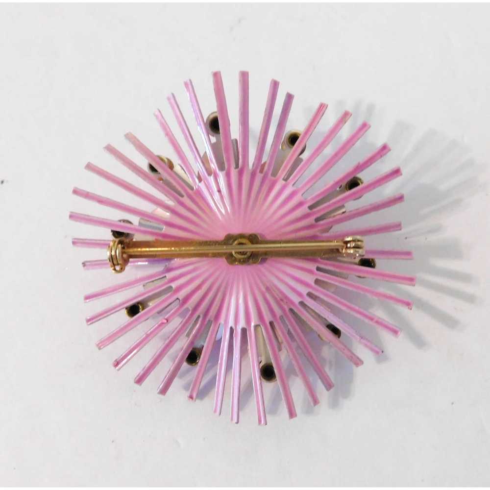 Other Vintage Starburst Pin Pink Purple Flower Cr… - image 4