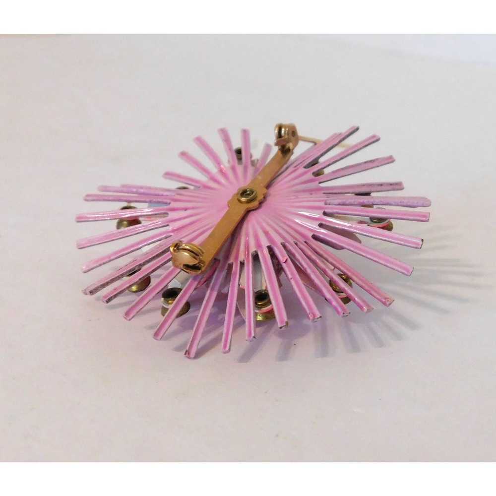 Other Vintage Starburst Pin Pink Purple Flower Cr… - image 6