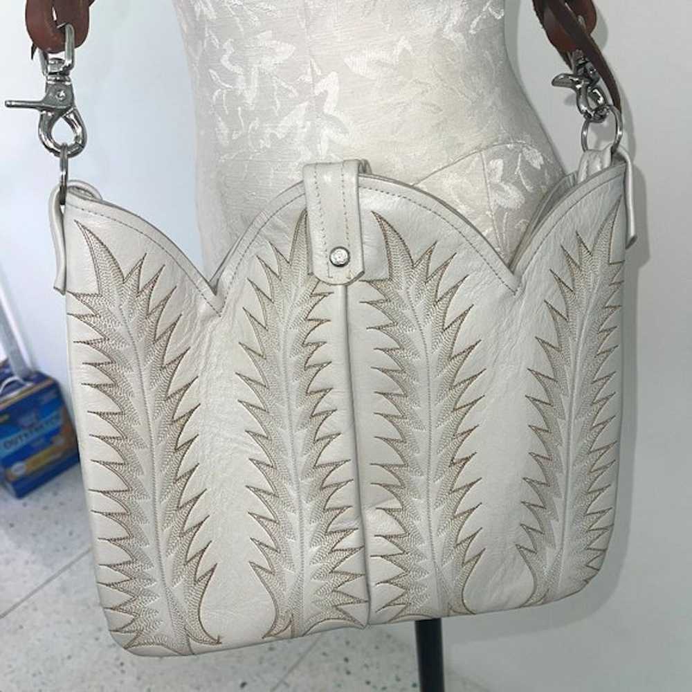 Other Womens Shoulder Crossbody Bag Cream Leather… - image 5