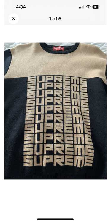 Supreme Authentic Supreme Logo Repeat Sweater Blac