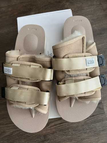 Suicoke Moto-M2AB Shearling Sandals Beige Brown