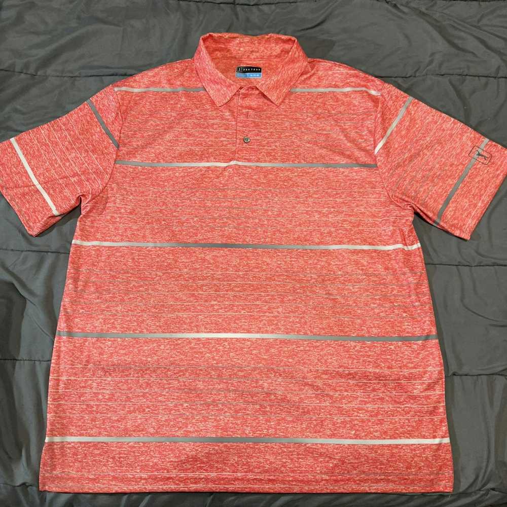 Pga Tour PGA Tour Salmon Pink Silver Striped Athl… - image 1