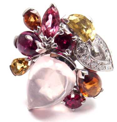 Cartier 18k Gold Diamond Pink Quartz Tourmaline La
