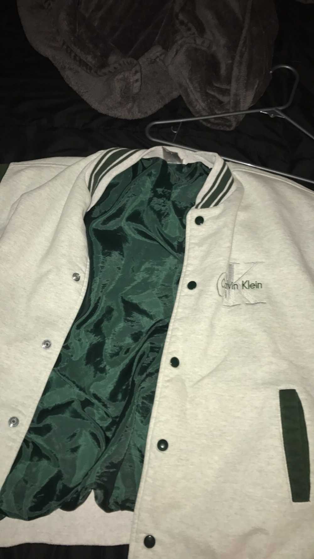Calvin Klein CK Vintage Green/white varsity Jacket - image 2