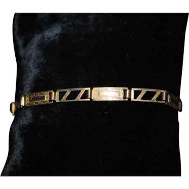 Art Deco Gold-tone Bracelet with Geometric Rectan… - image 1