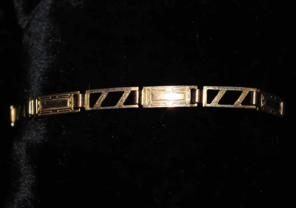 Art Deco Gold-tone Bracelet with Geometric Rectan… - image 2