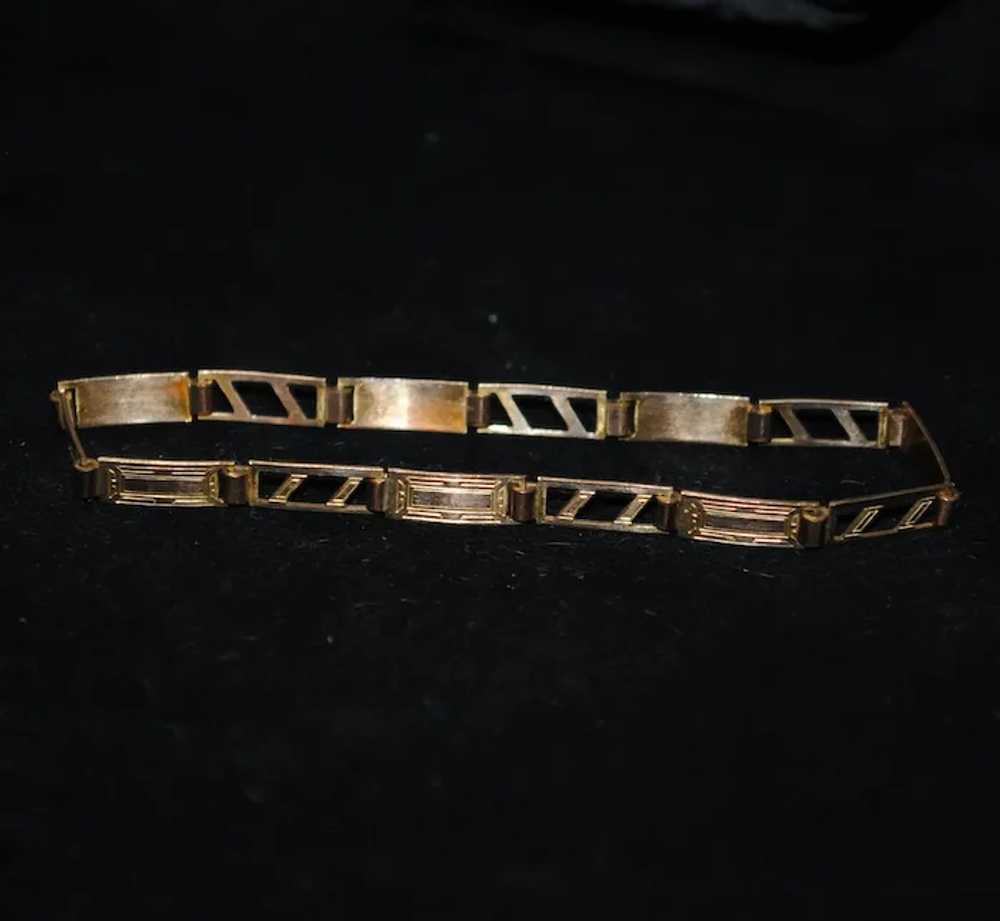 Art Deco Gold-tone Bracelet with Geometric Rectan… - image 4