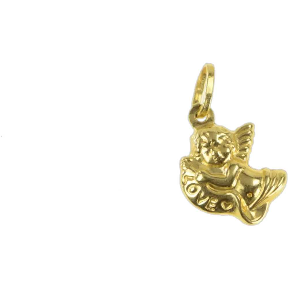 18K Puffy Cupid Love Cherub Angel Charm/Pendant Y… - image 1