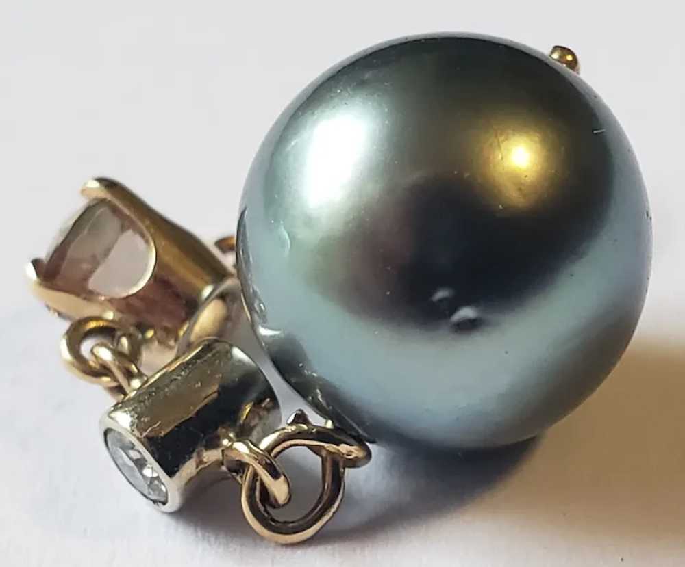 Elegant 14K Gold Tahitian Pearl Diamond Andalusit… - image 10