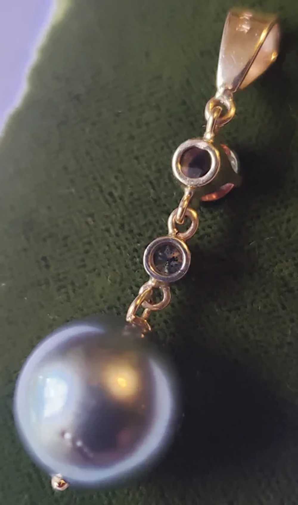 Elegant 14K Gold Tahitian Pearl Diamond Andalusit… - image 12