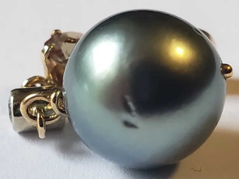 Elegant 14K Gold Tahitian Pearl Diamond Andalusit… - image 6