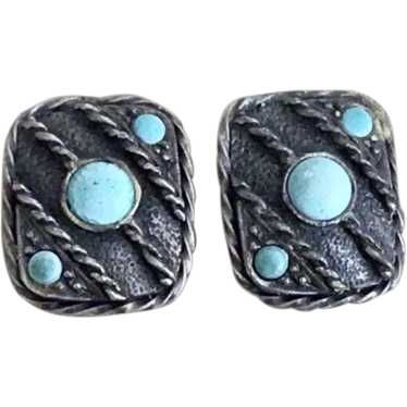 Sterling Silver Faux Turquoise Clip Earrings