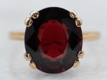 Yellow Gold Garnet Solitaire Ring - image 1