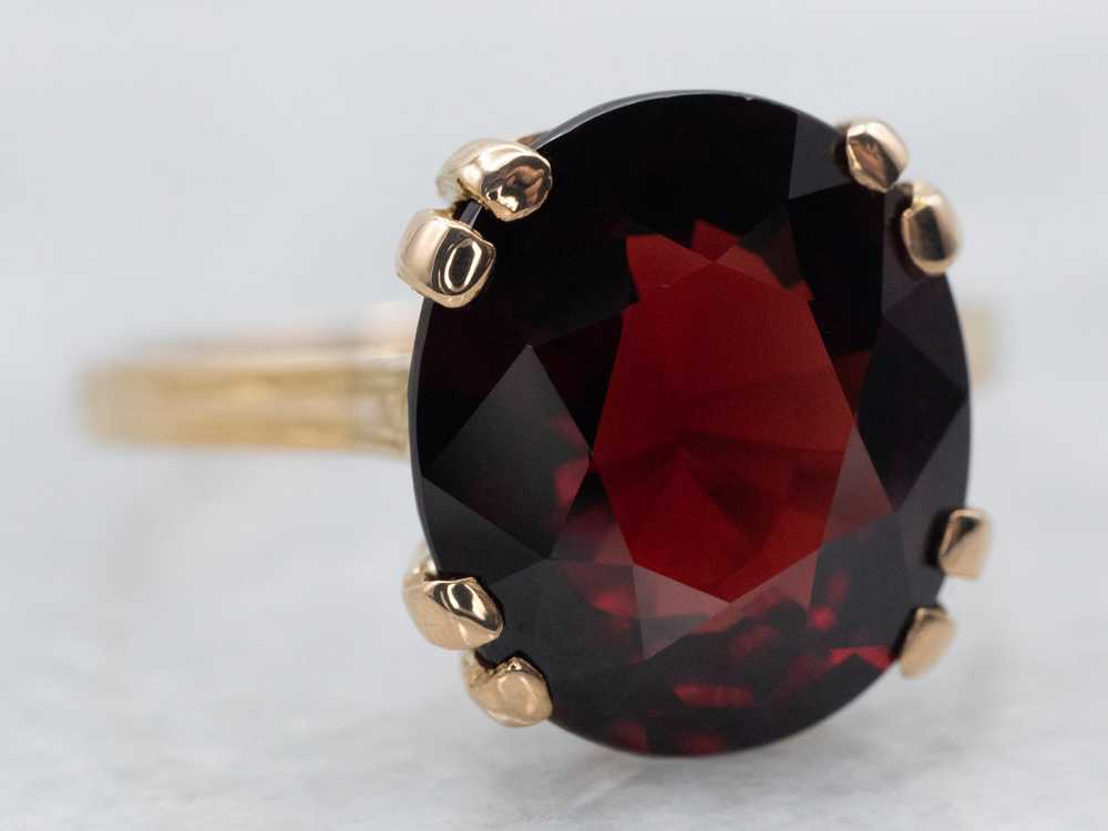 Yellow Gold Garnet Solitaire Ring - image 2