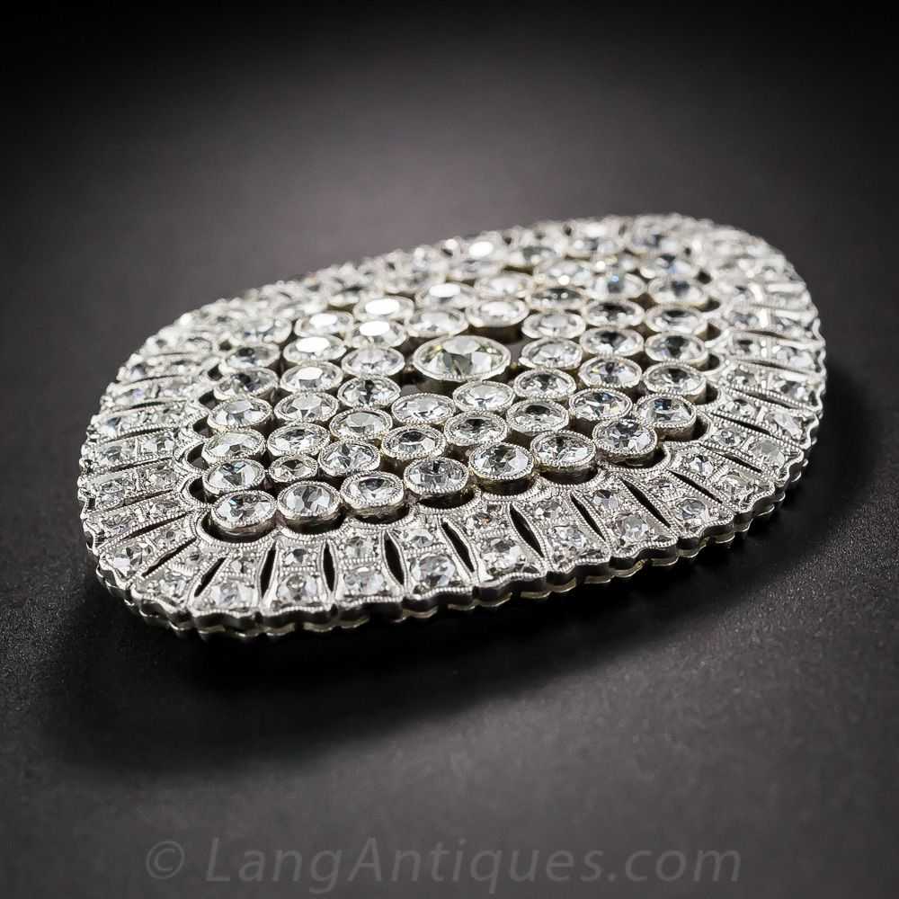 Large Edwardian Platinum Diamond Brooch - image 3