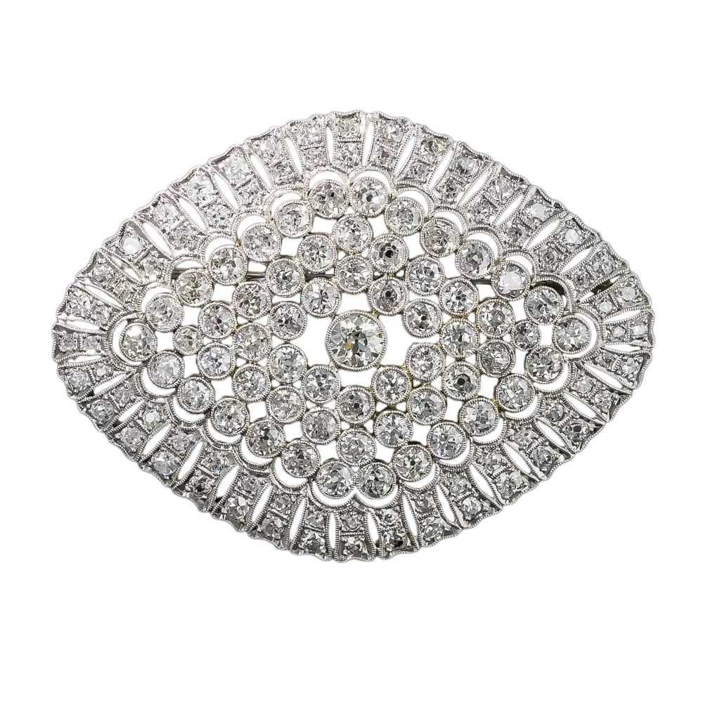 Large Edwardian Platinum Diamond Brooch - image 4