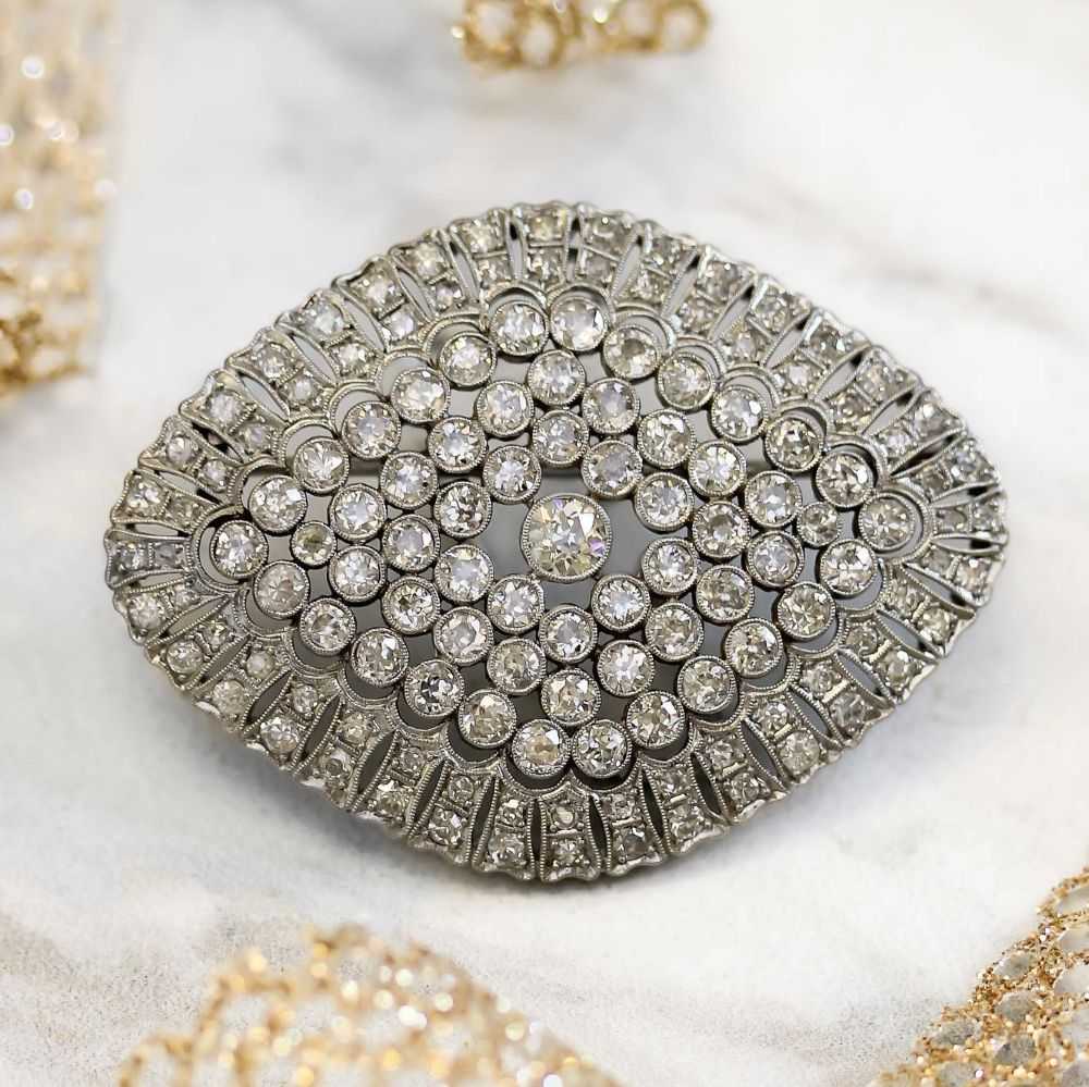 Large Edwardian Platinum Diamond Brooch - image 6