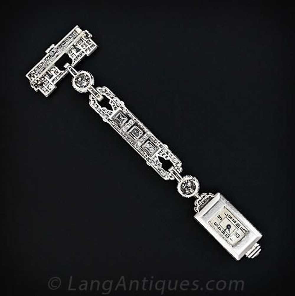 Charlton Art Deco French Diamond Lapel Watch - image 3