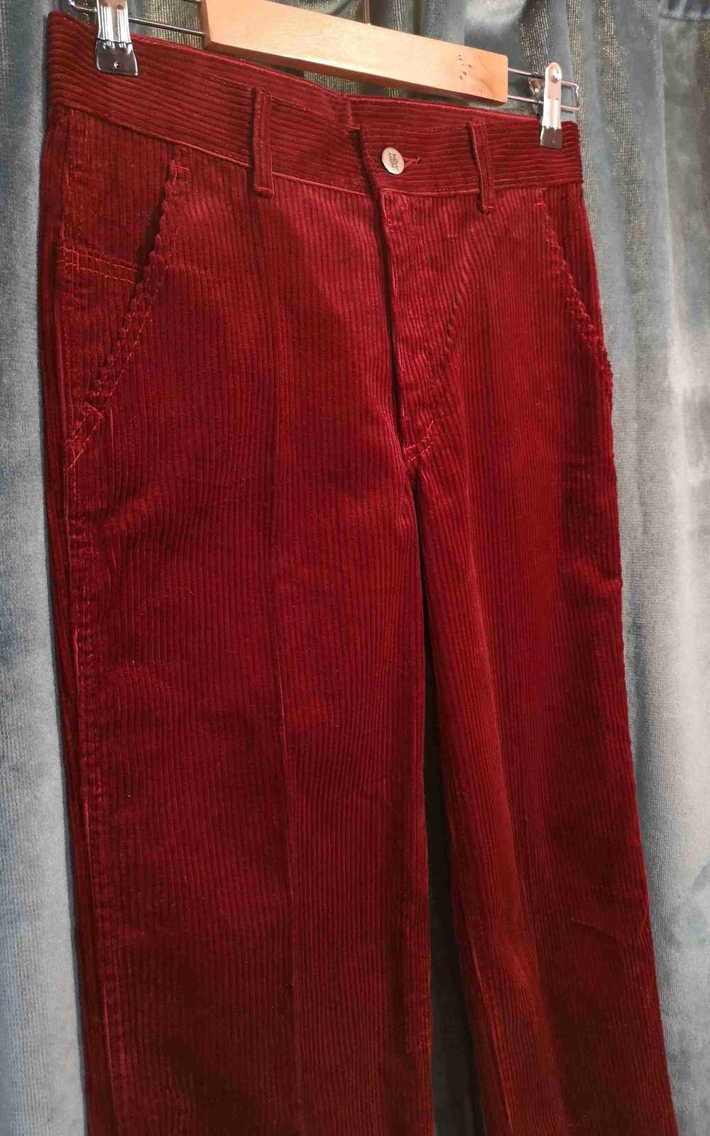 Corduroy pants - New Man 80's burgundy corduroy p… - image 4