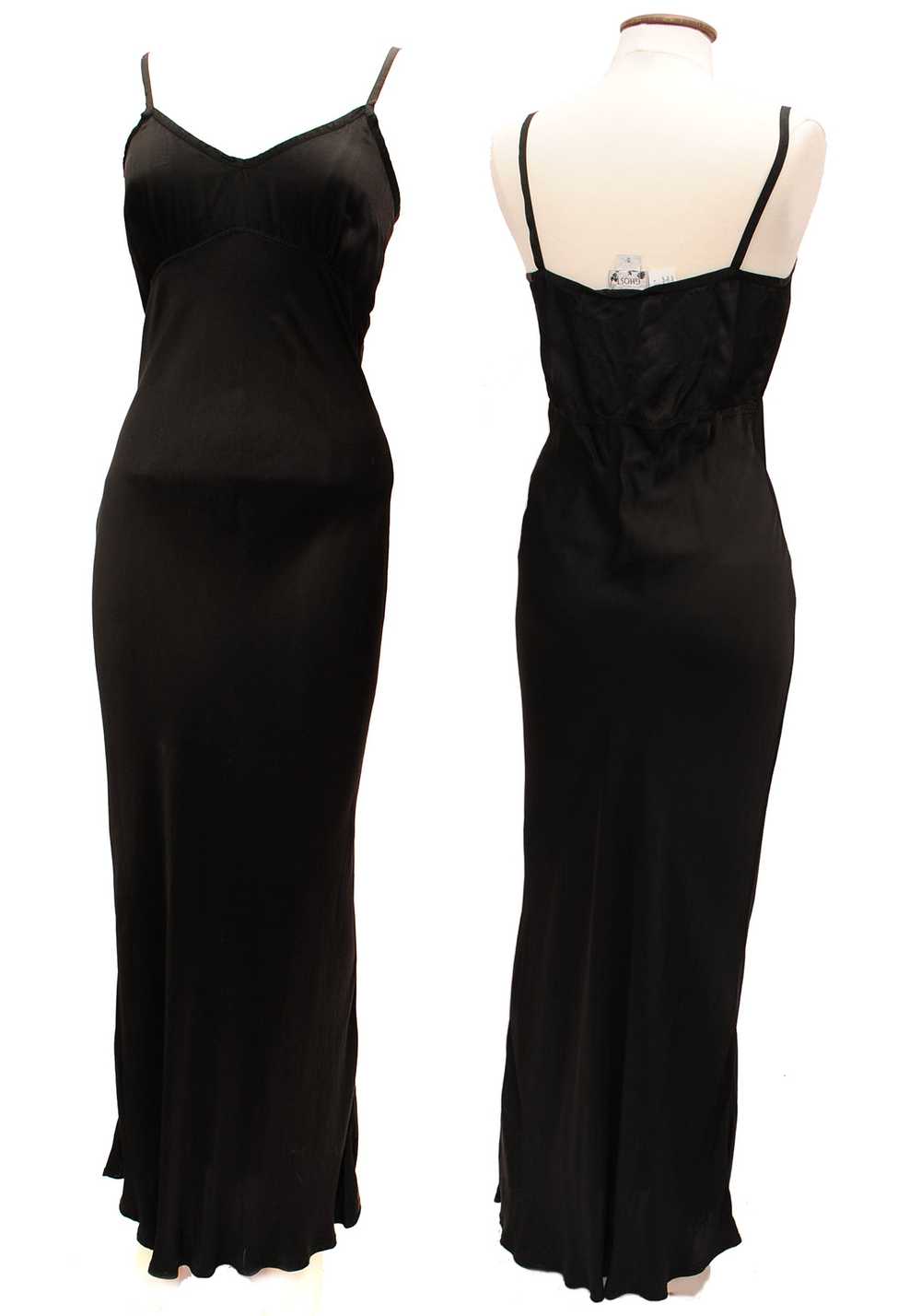 Gorgeous 90s Black Silky Satin Slip Dress • Ghost - image 1