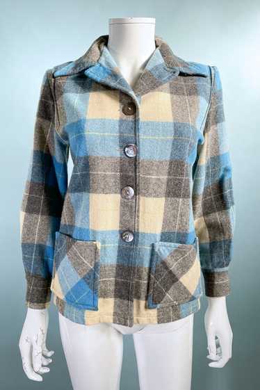 Vintage 40s/50s Wool 49er Jacket, Blue/Cream Grey 