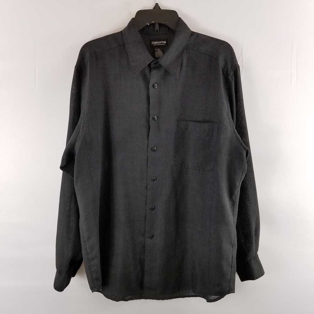 Claiborne Men Grey Button Up Shirt L - image 2