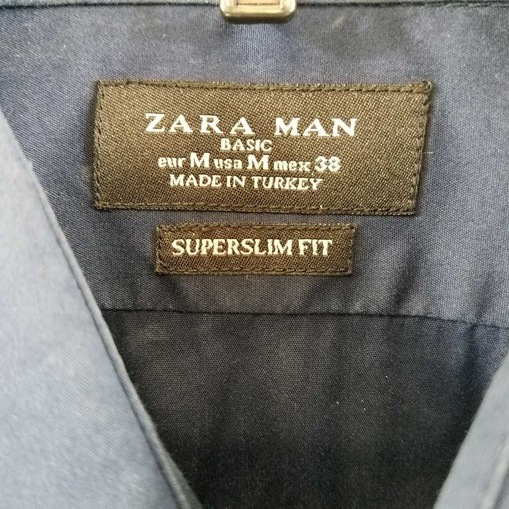 Zara Man Button Up Size M Navy Blue - image 2