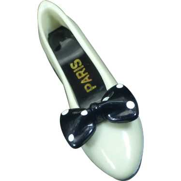 Vintage Fancy Shoe Pin, Fun Black and White Ladies
