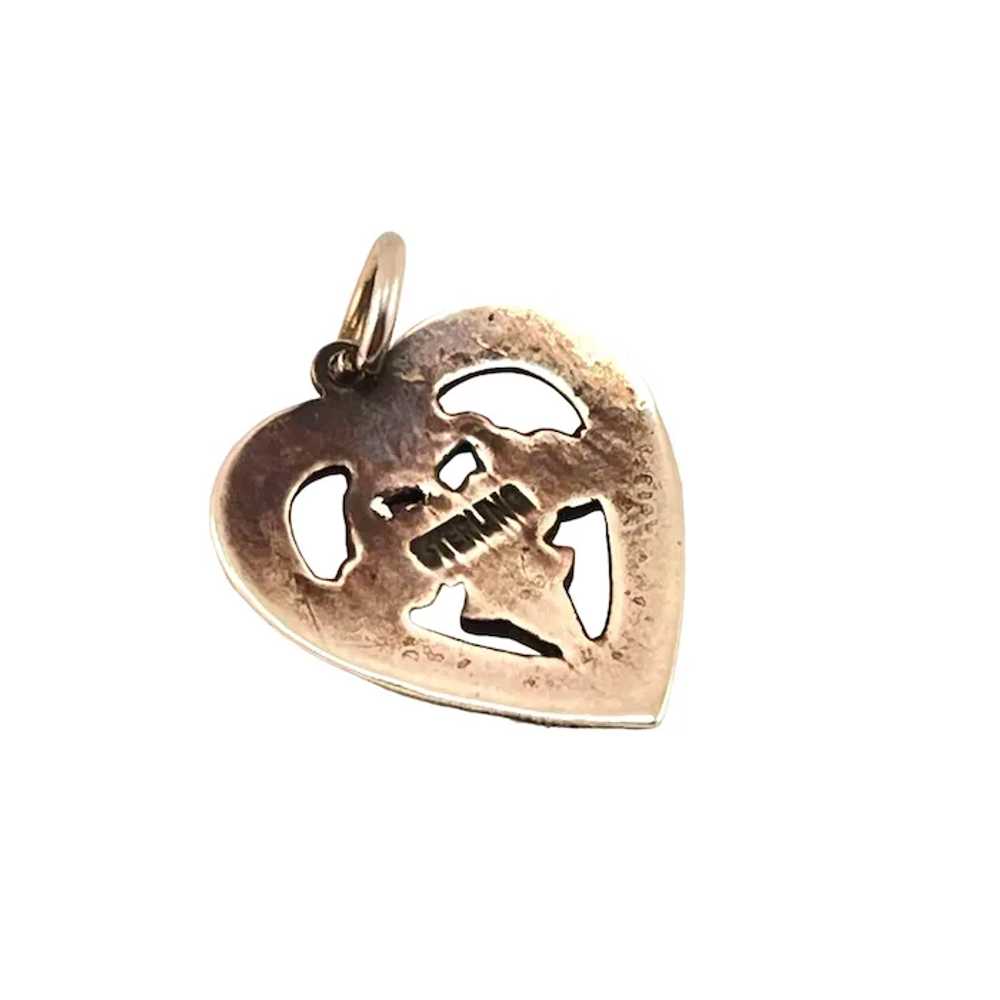 Marcasite and Sterling Heart Charm Marked Sterling - image 3