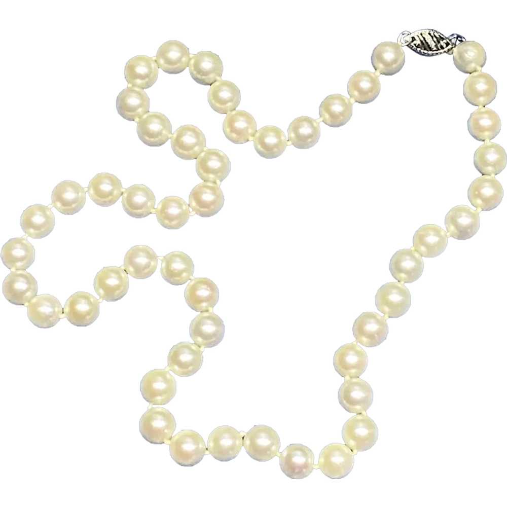 CLASSIC Cultured Akoya White Pearl Necklace 7mm 1… - image 1